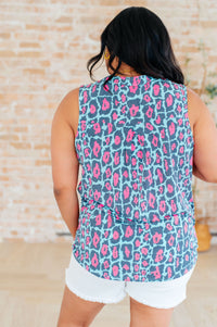Lizzy Tank Top in Mint and Pink Leopard Tops Ave Shops 