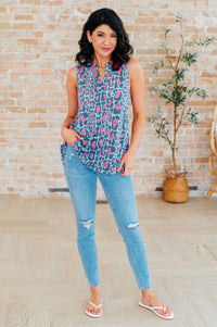 Lizzy Tank Top in Mint and Pink Leopard Tops Ave Shops 