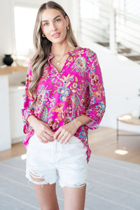 Lizzy Top in Magenta Floral Paisley Tops Ave Shops 