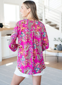 Lizzy Top in Magenta Floral Paisley Tops Ave Shops 