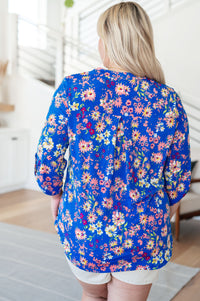 Lizzy Top in Royal and Blush Floral Tops Ave Shops 