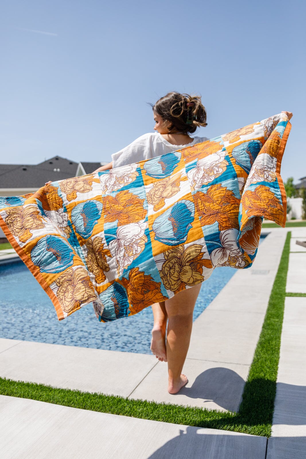 Luxury Beach Towel in Block Floral Home & Decor Ave Shops 