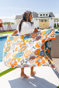 Luxury Beach Towel in Bright Retro Floral Home & Decor Ave Shops 