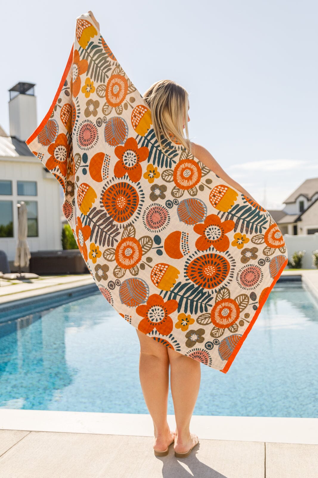 Luxury Beach Towel in Bright Retro Floral Home & Decor Ave Shops 