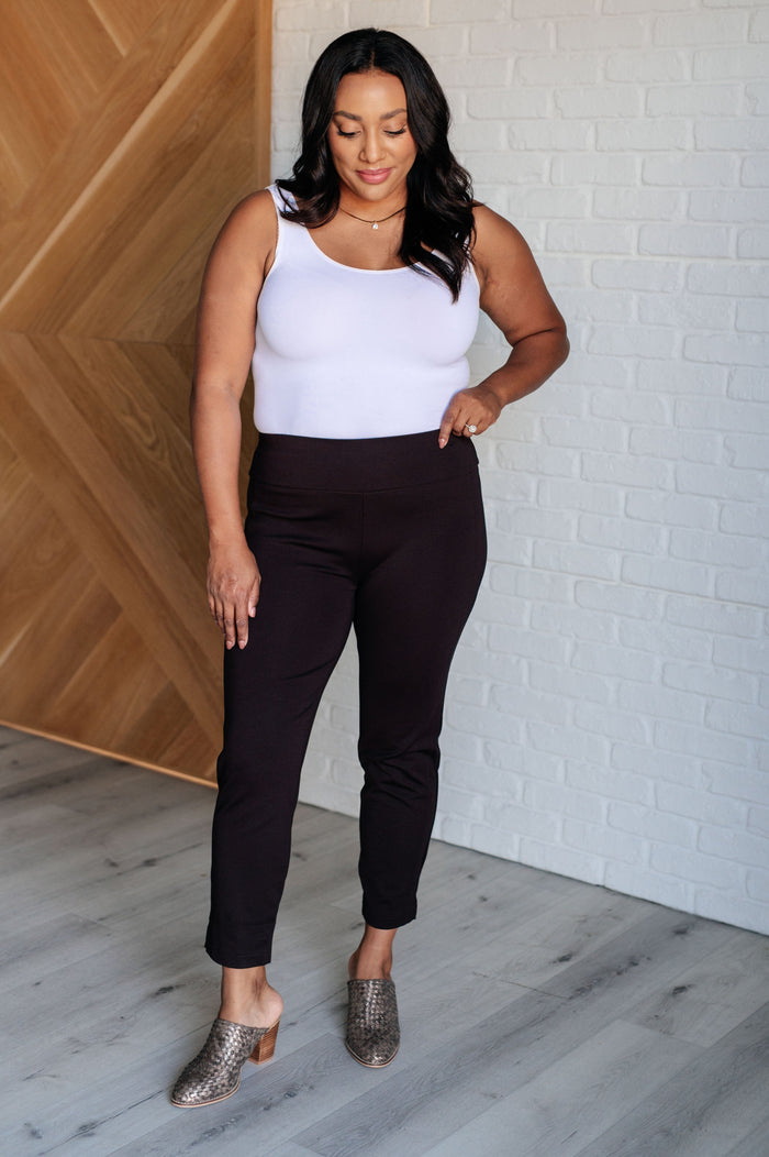Magic Ankle Crop Skinny Pants in Chocolate Bottoms Ave Shops 