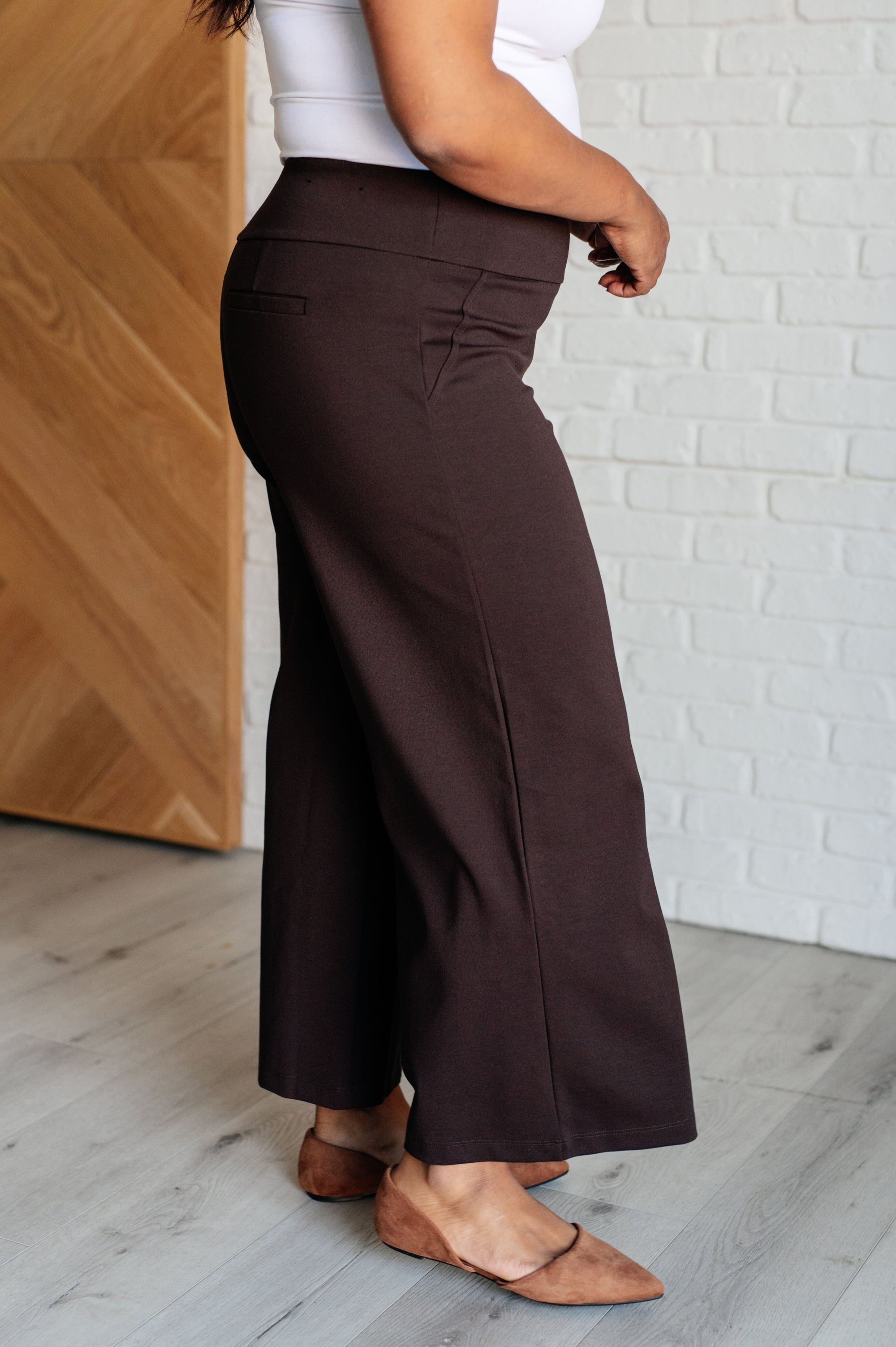 Magic Wide Leg Crop Pants in Chocolate Bottoms Ave Shops 
