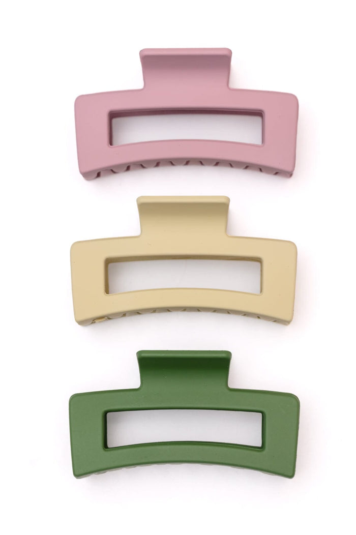 Matte Rectangle Claw Clip Set of 3 Accessories Ave Shops 