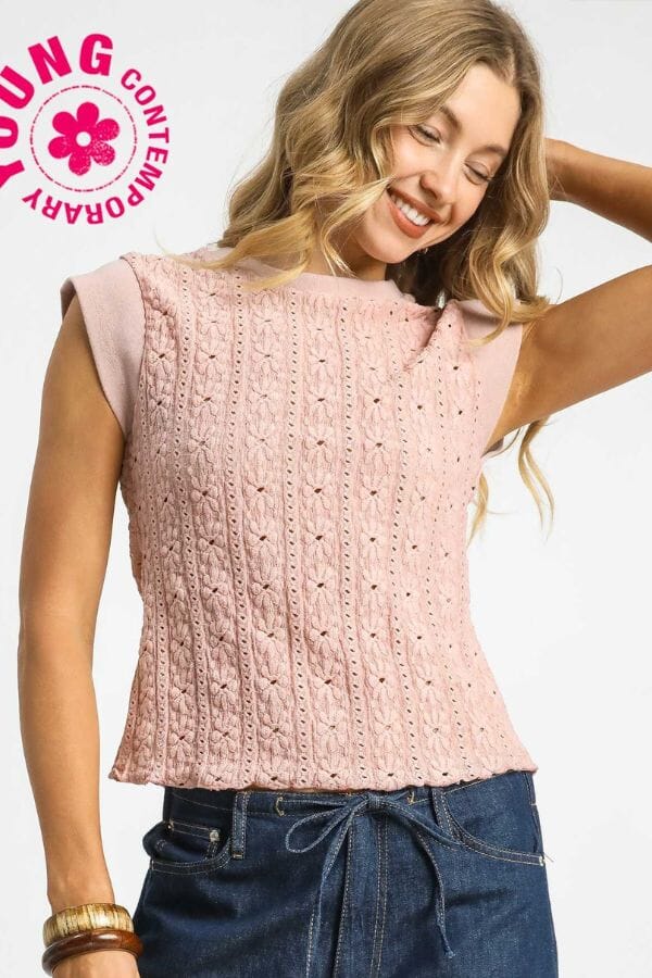 Mauve Crochet Eyelet Top Shirts & Tops Umgee 