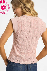 Mauve Crochet Eyelet Top Shirts & Tops Umgee 