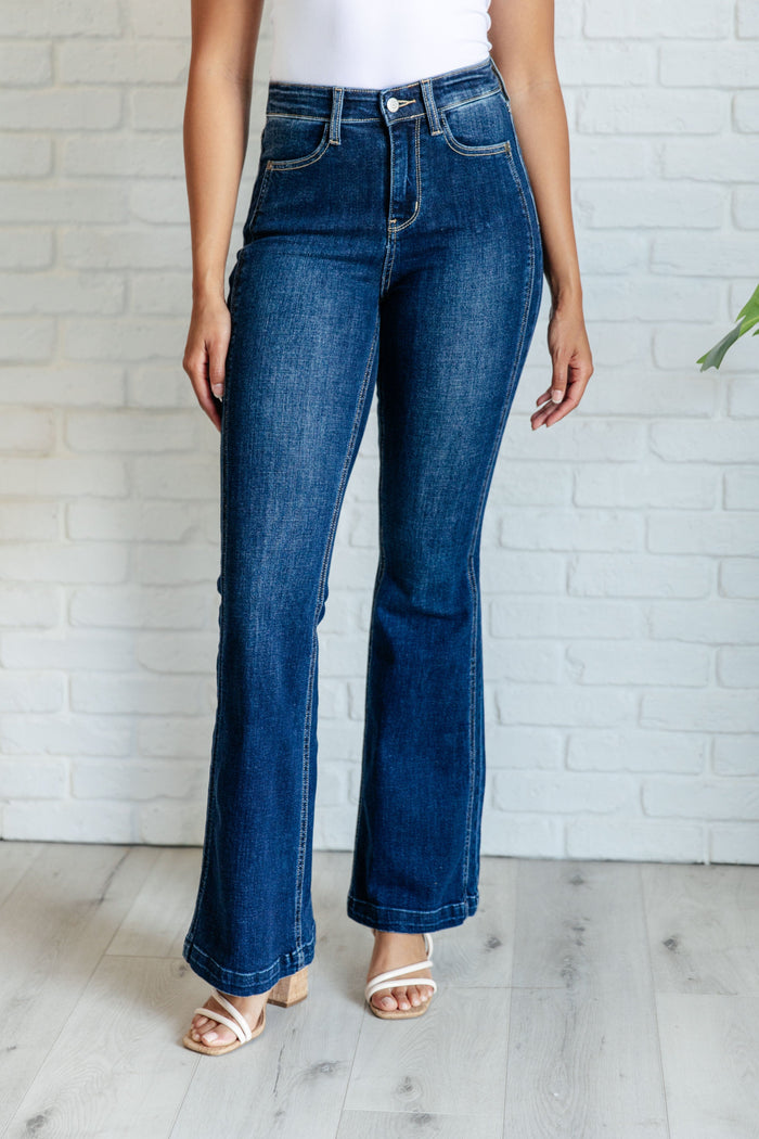 Mavis High Rise Side Seam Detail Flare Jeans Denim Ave Shops 