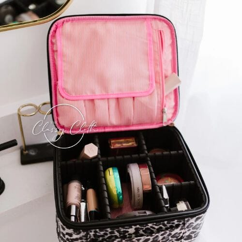 Mega Makeup Case - Black Leopard Rts makeup case The Classy Cloth 