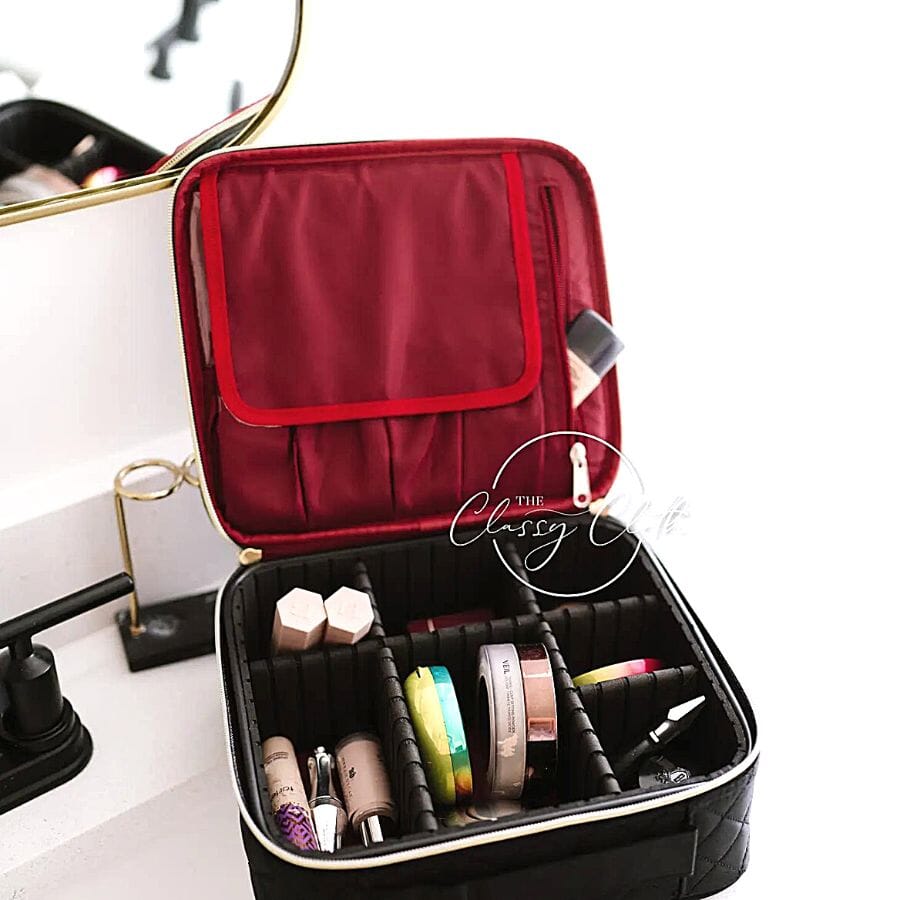 Mega Makeup Case Black Quilted makeup case The Classy Cloth 