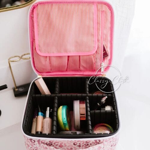 Mega Makeup Case - Rose Gold Leopard Rts makeup case The Classy Cloth 