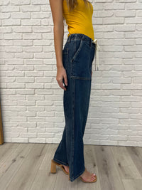 Melanie High Rise Drawstring Wide Leg Jeans Womens Judy Blue 