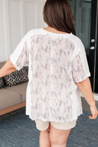 Mention Me Floral Accent Top in Ivory Tops Ave Shops 