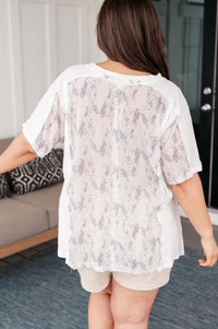 Mention Me Floral Accent Top in Ivory Tops Ave Shops 