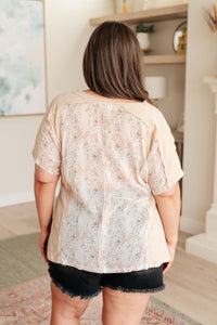 Mention Me Floral Accent Top in Toasted Almond Tops Ave Shops 