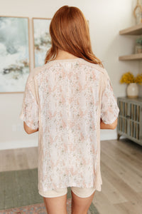 Mention Me Floral Accent Top in Toasted Almond Tops Ave Shops 