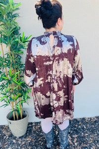 Merlot Ruffled High Neck Metallic Dress Dress Umgee 