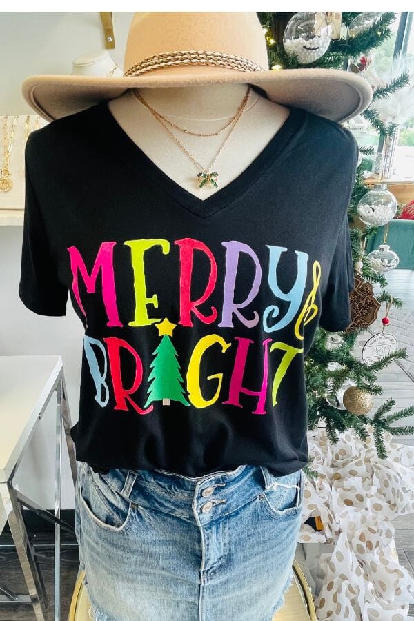 Merry & Bright T-shirt Shirts & Tops Mama glitter 