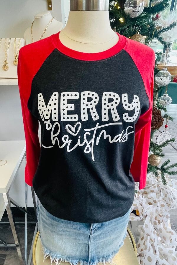 Merry Christmas Polka Dots T-Shirt Shirts & Tops Mama glitter 