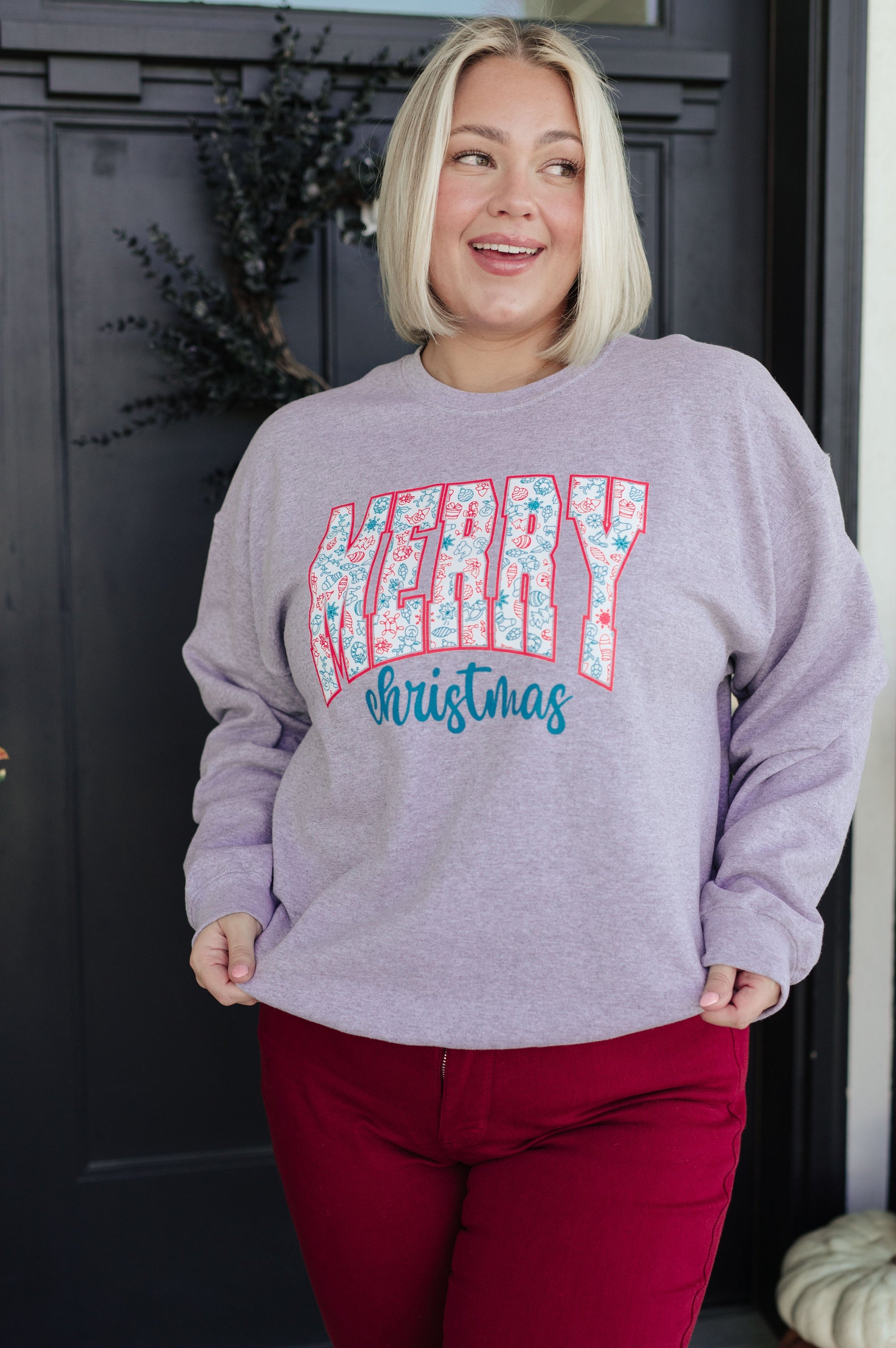 Merry Christmas Sweatshirt in Grey Womens Ave Shops 