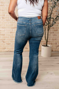 Miley High Waist Control Top Frayed Hem Flare Jeans Womens Ave Shops 