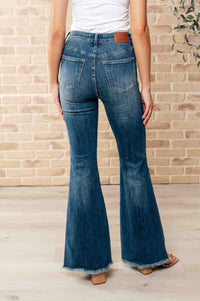 Miley High Waist Control Top Frayed Hem Flare Jeans Womens Ave Shops 