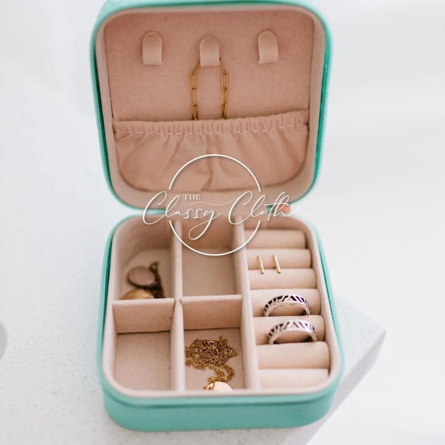 Mini Jewelry Case - Aqua jewelry case The Classy Cloth 