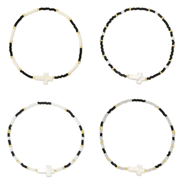 Miyuki Delica W/Shell Cross Accent Bracelets Splendid Iris 