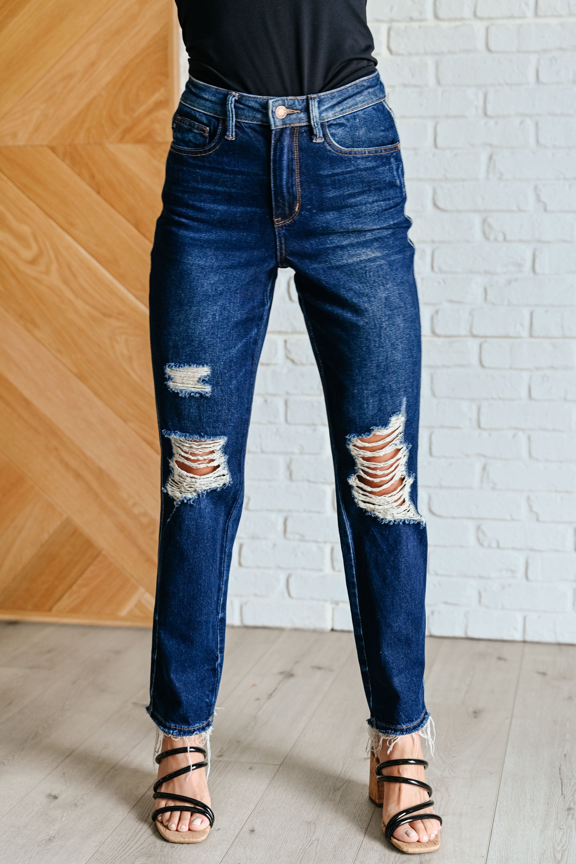 Montana High Rise Rigid Magic Distressed Straight Jeans Denim Ave Shops 