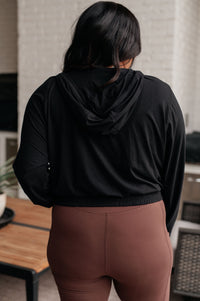 Morning Run Half Zip Hoodie in Black Athleisure Ave Shops 