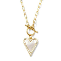 Mother of Pearl Pave Heart Toggle Necklace Necklace Splendid Iris 