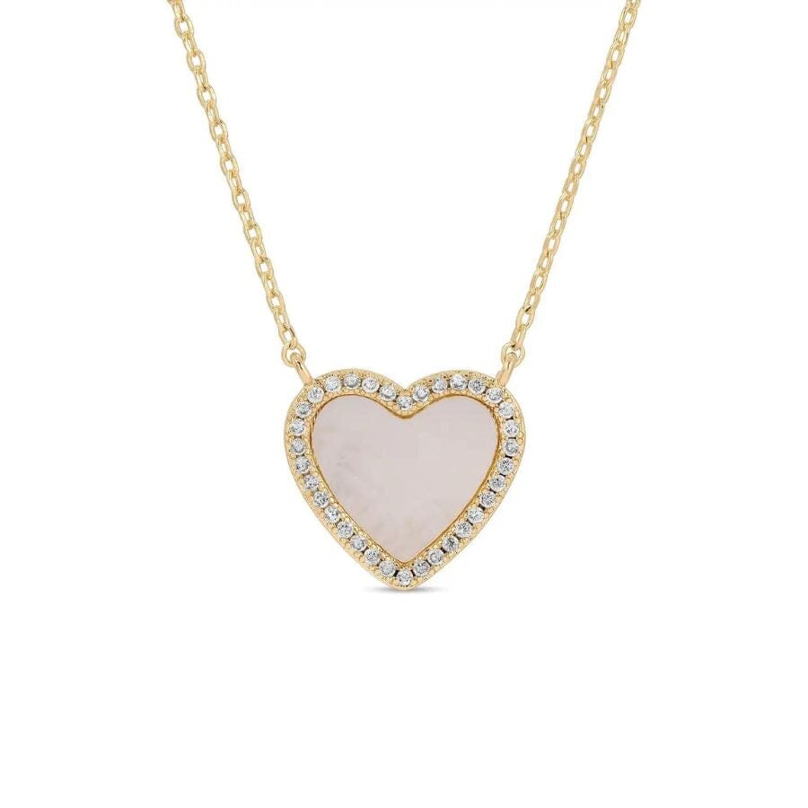 My Heart Is Yours, Shell Pave Heart Necklace Necklace Splendid Iris 