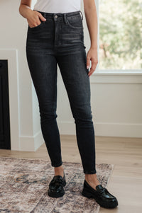 Octavia High Rise Control Top Skinny Jeans in Washed Black Womens Ave Shops 