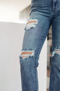 O'Hara Mid Rise Destroyed Straight Jeans in Medium Wash Womens Ave Shops 