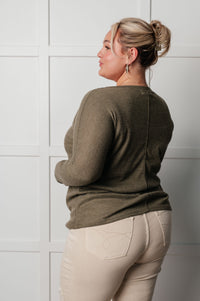On a Roll Ribbed Knit V Neck Long Sleeve Top Tops Ave Shops 
