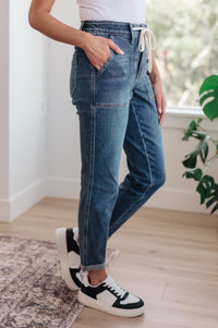 Payton Pull On Denim Joggers in Medium Wash Womens Ave Shops 