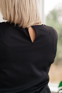Peaceful Moments Smocked Sleeve Blouse in Black Womens Ave Shops 