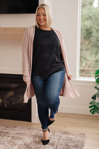 Peaceful Moments Smocked Sleeve Blouse in Black Womens Ave Shops 