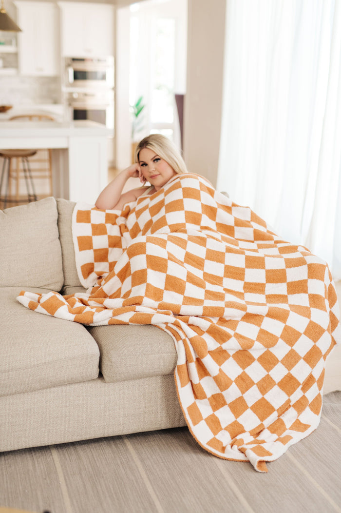 Penny Blanket Single Cuddle Size in Copper Check Womens Ave Shops 