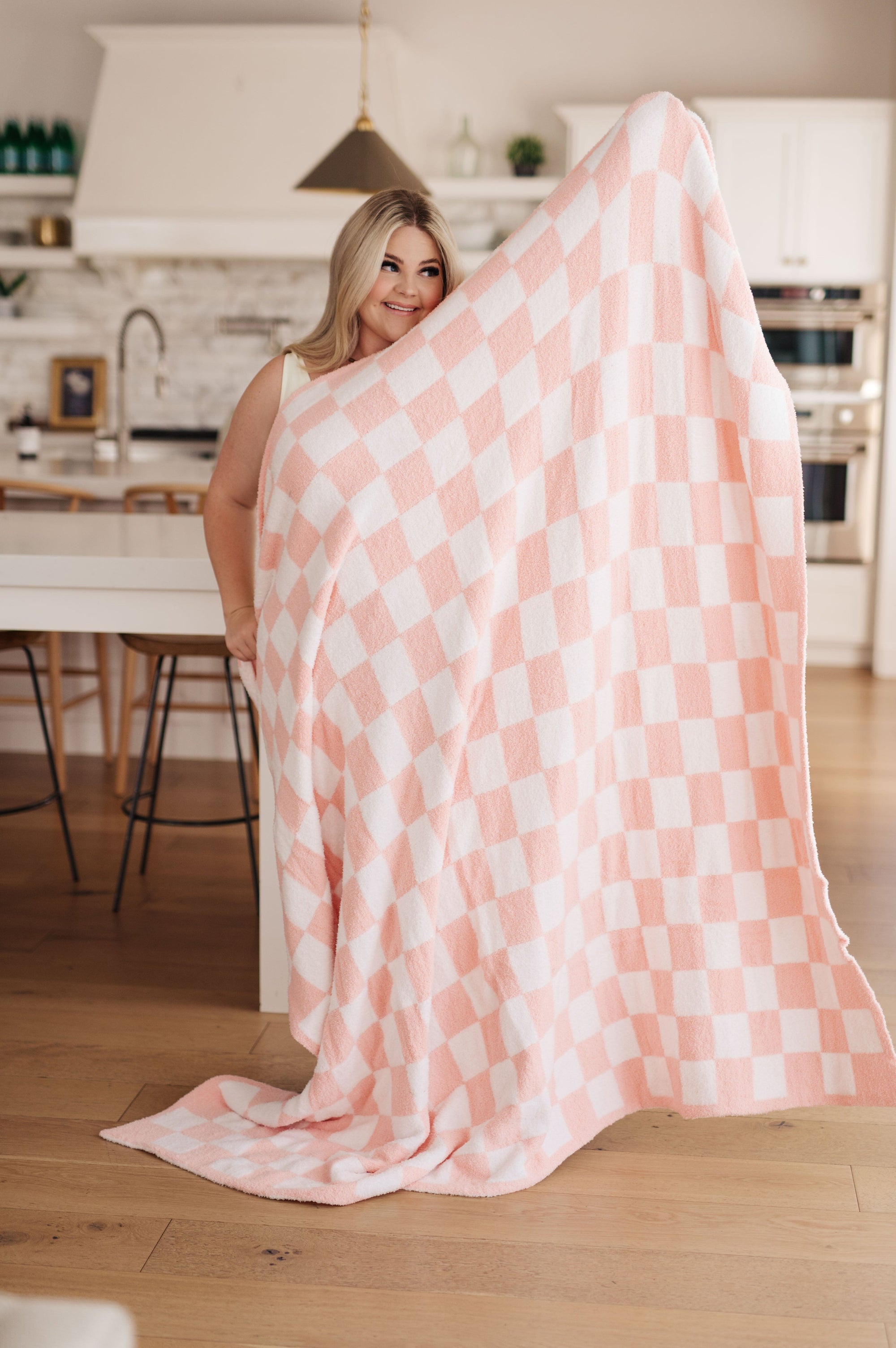 Penny Blanket Single Cuddle Size in Pink Check Womens Ave Shops 