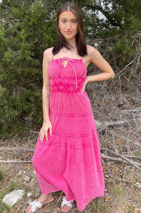 Pink Cami Washed Gauze Tiered Dress Dresses She and Sky 