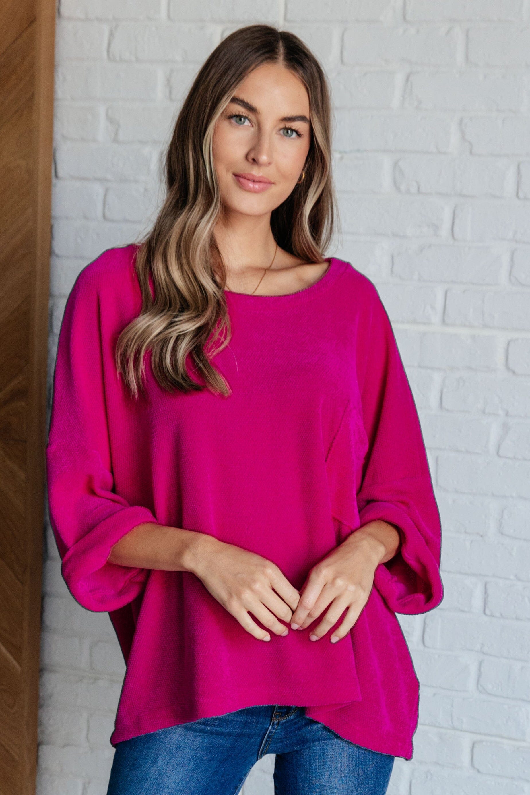 Pink Thoughts Chenille Blouse Blouses Ave Shops 