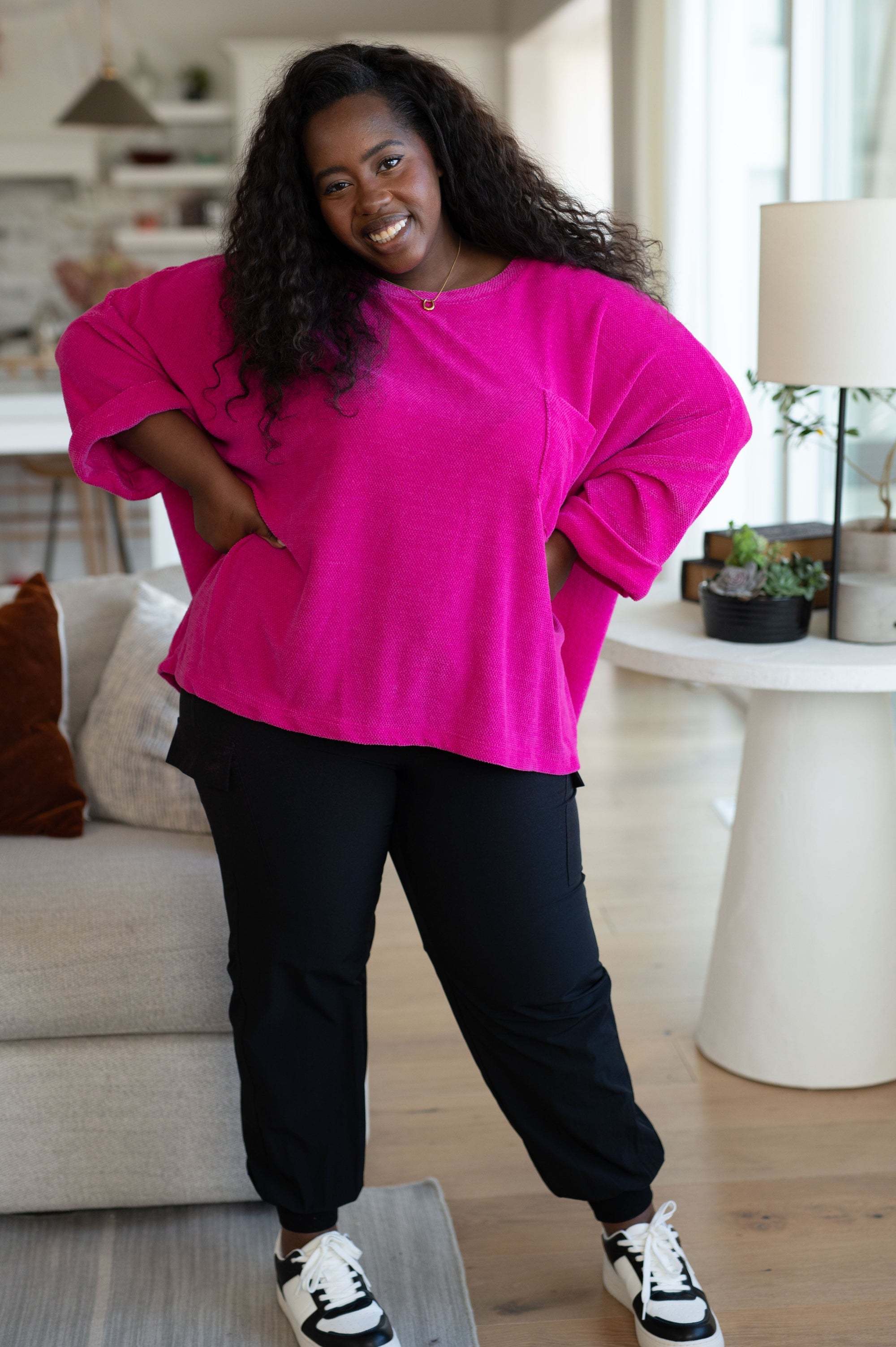 Pink Thoughts Chenille Blouse Blouses Ave Shops 