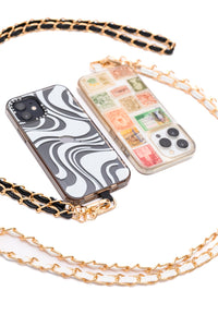 PU Leather Gold Chain Cell Phone Lanyard Set of 2 Accessories Ave Shops 