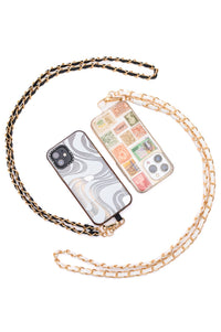 PU Leather Gold Chain Cell Phone Lanyard Set of 2 Accessories Ave Shops 