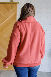 Quite the Impression Half Zip Pullover in Rust Tops Ave Shops 