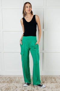 Race to Relax Cargo Pants in Emerald Green Bottoms Ave Shops 