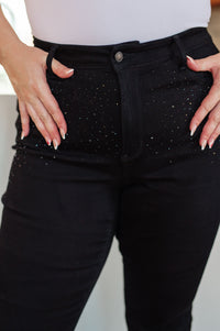 Reese Rhinestone Slim Fit Jeans in Black Womens Ave Shops 